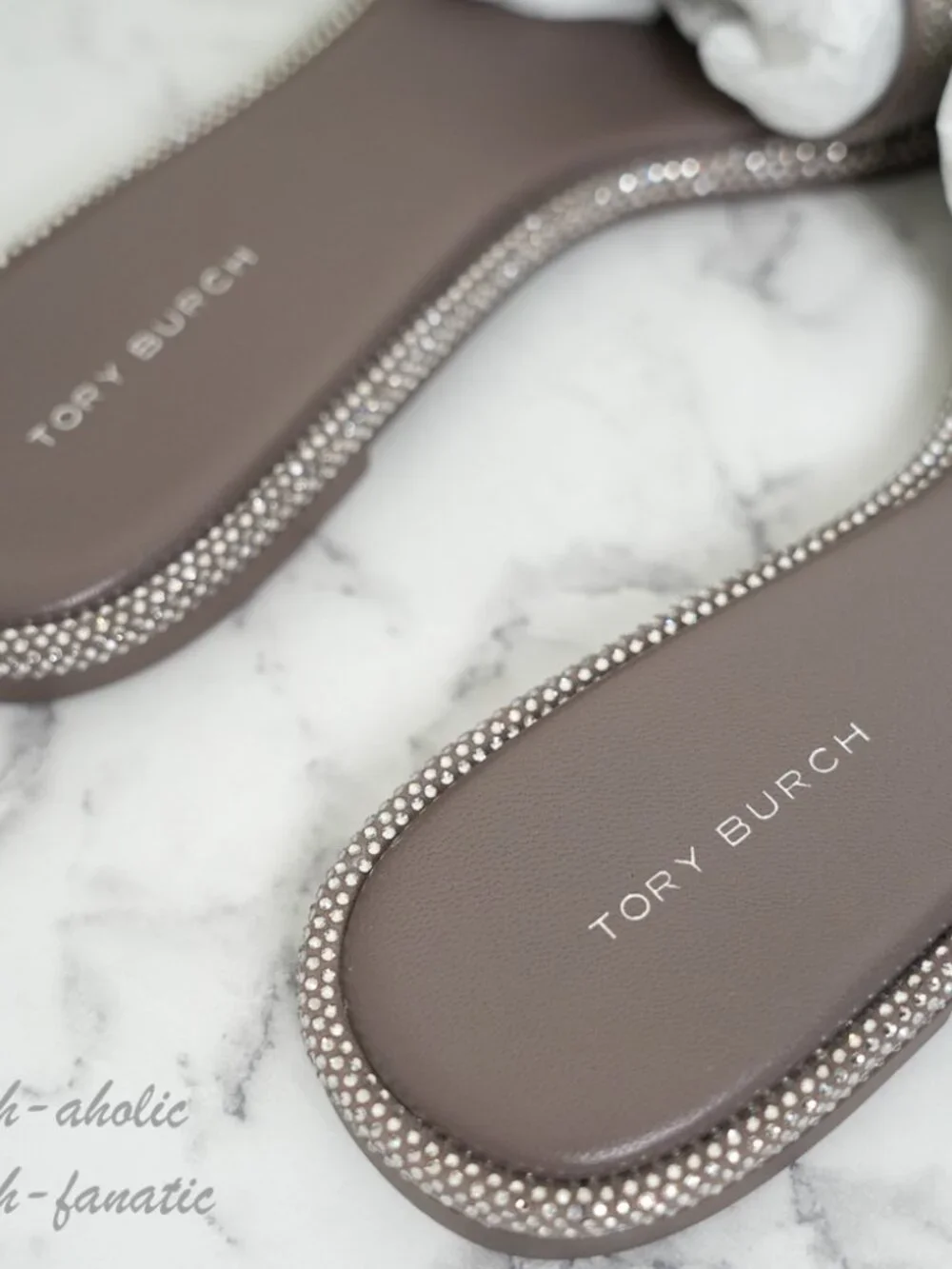 Tory Burch Everly Rhinestone Slide Sandals in Dark Clay/Crystal size 9 NIB